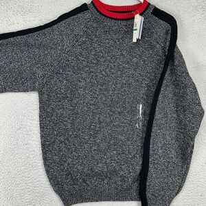 Alex Cannon Crew‎ Neck Sweater Adult Large Grey Black Red Knit Pullover Mens NEW